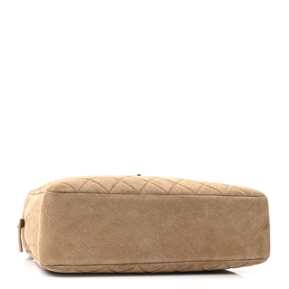 Chanel Suede Calfskin Maxi Camera Case Dark Beige 4 of 11