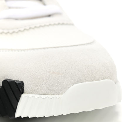 Hermes Technical Canvas Suede Goatskin Bouncing Sneakers 42 White Orange 9 of 10
