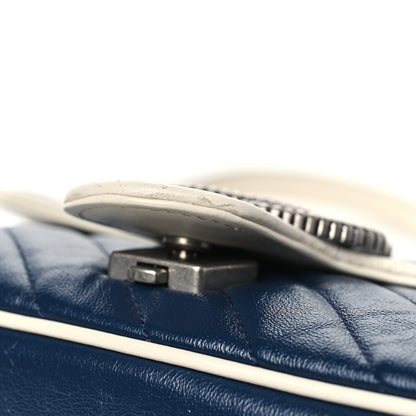 Gucci Vintage Effect Calfskin Matelasse Diagonal Small Torchon GG Marmont Shoulder Bag Blue Agata Mystic White 11 of 11