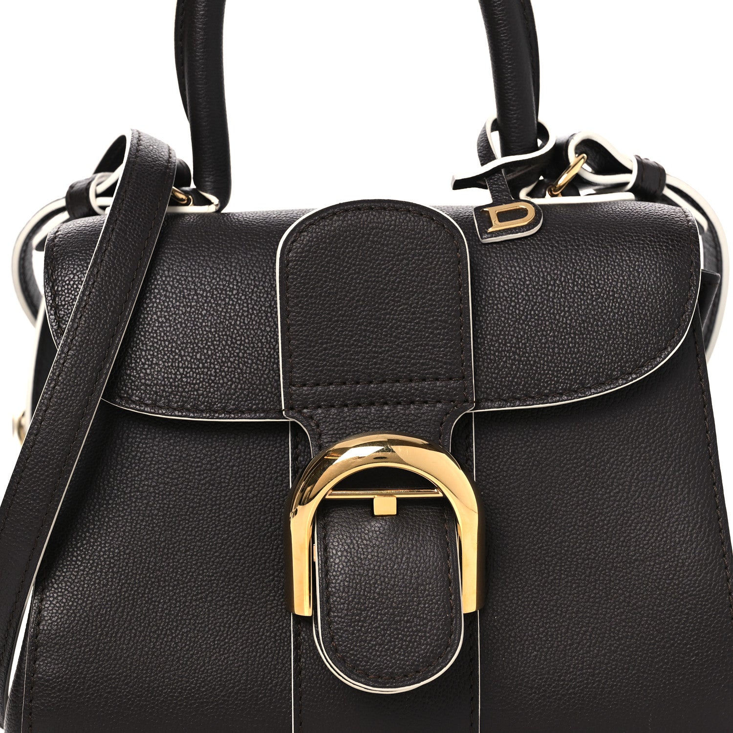 Delvaux Grained Calfskin Bi-Color Brillant Mini Satchel Black