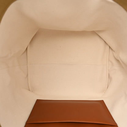 Celine Canvas Calfskin Cuir Triomphe Cabas Tote Beige Tan 5 of 9