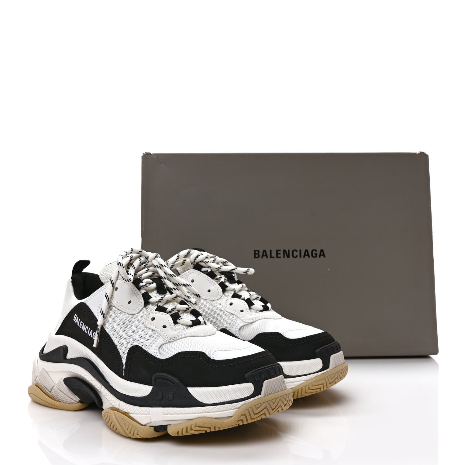 Balenciaga Fabric Mesh Womens Triple S Sneakers 40 White Black 9 of 9