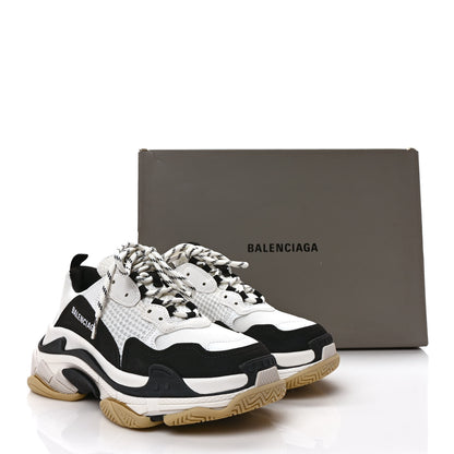 Balenciaga Fabric Mesh Womens Triple S Sneakers 40 White Black 9 of 9