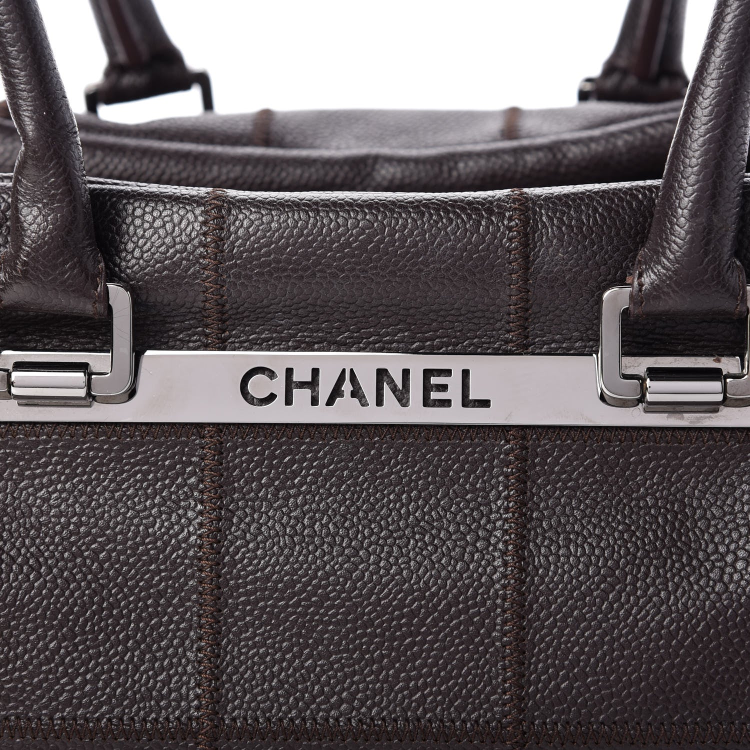 Chanel Caviar Square Stitched Tote Dark Brown 10 of 10