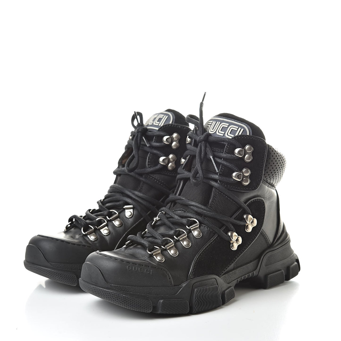 X SEGA Calfskin Suede Technical Canvas Womens Flashtrek High-Top Sneakers 37 Black