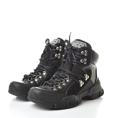 Gucci X SEGA Calfskin Suede Technical Canvas Womens Flashtrek High-Top Sneakers 37 Black 3 of 8