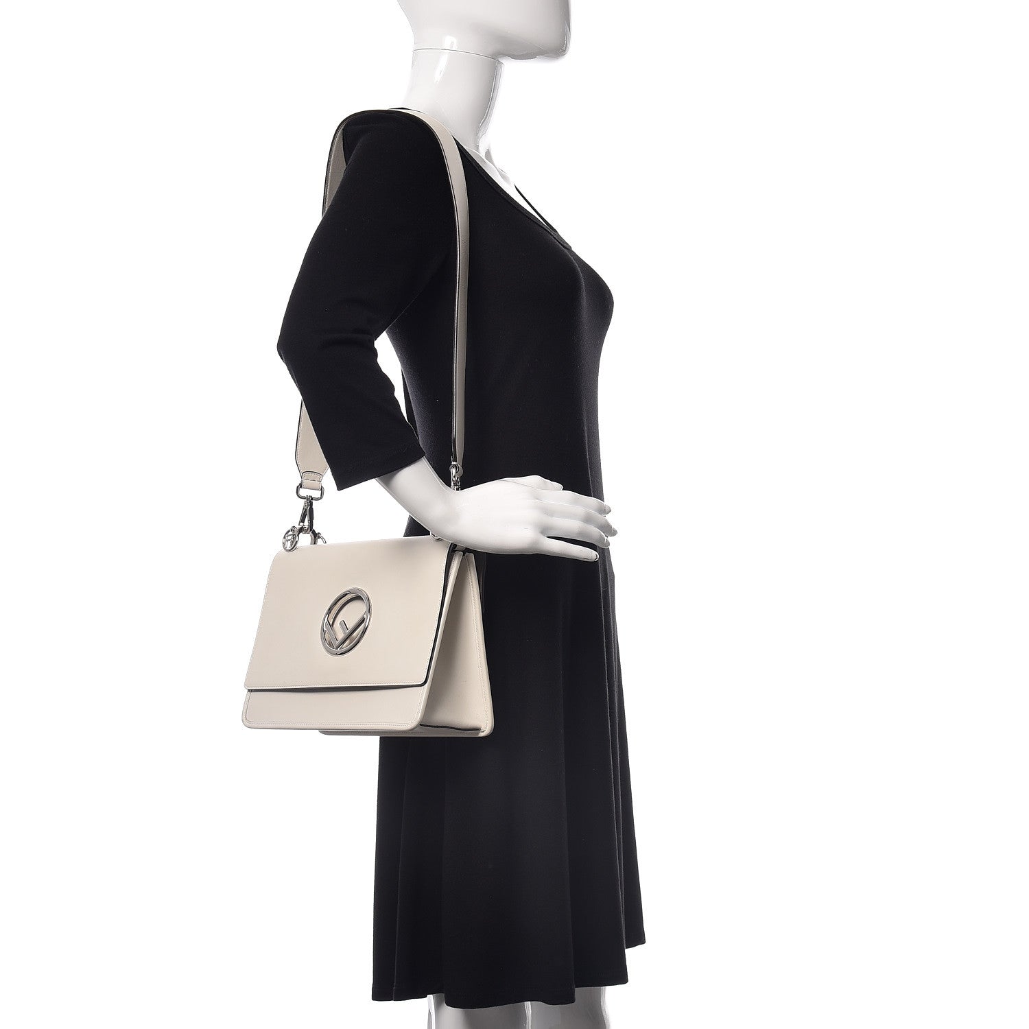 Fendi Vitello Century Opaco F is Fendi Kan I Shoulder Bag White Ice 2 of 9