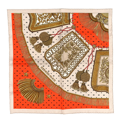Hermes Silk Poste et Cavalerie Detail Scarf 45 Mastic Orange Mord 1 of 3
