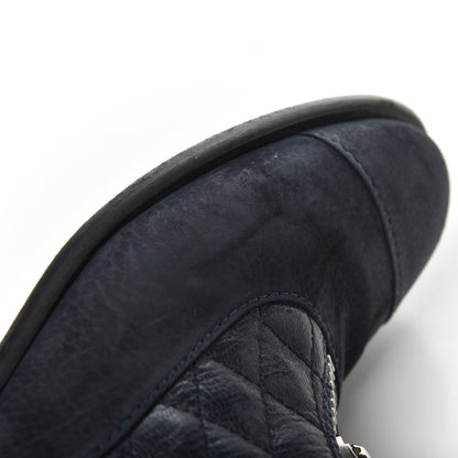 Chanel Suede Goatskin Fantasy Quilted Short Boots 37.5 Navy 19 of 20