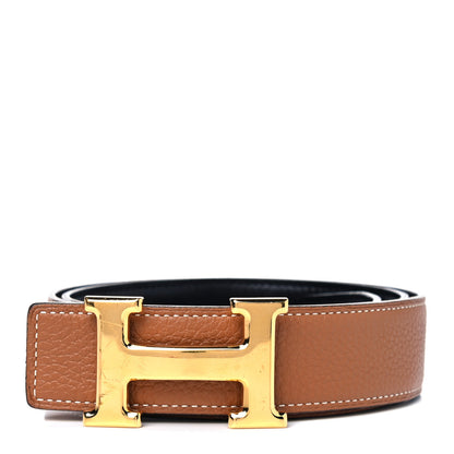 Hermes Box Togo 32mm H Belt 80 Black Gold 1 of 4