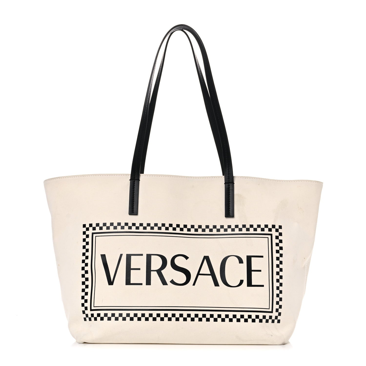 Versace Canvas Logo Tote Black White 1 of 28