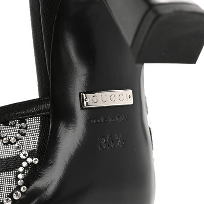 Gucci Tela Retino Kid Scamosciato Crystal GG Monogram Square Demi Mule Sandals 35.5 Black 8 of 9