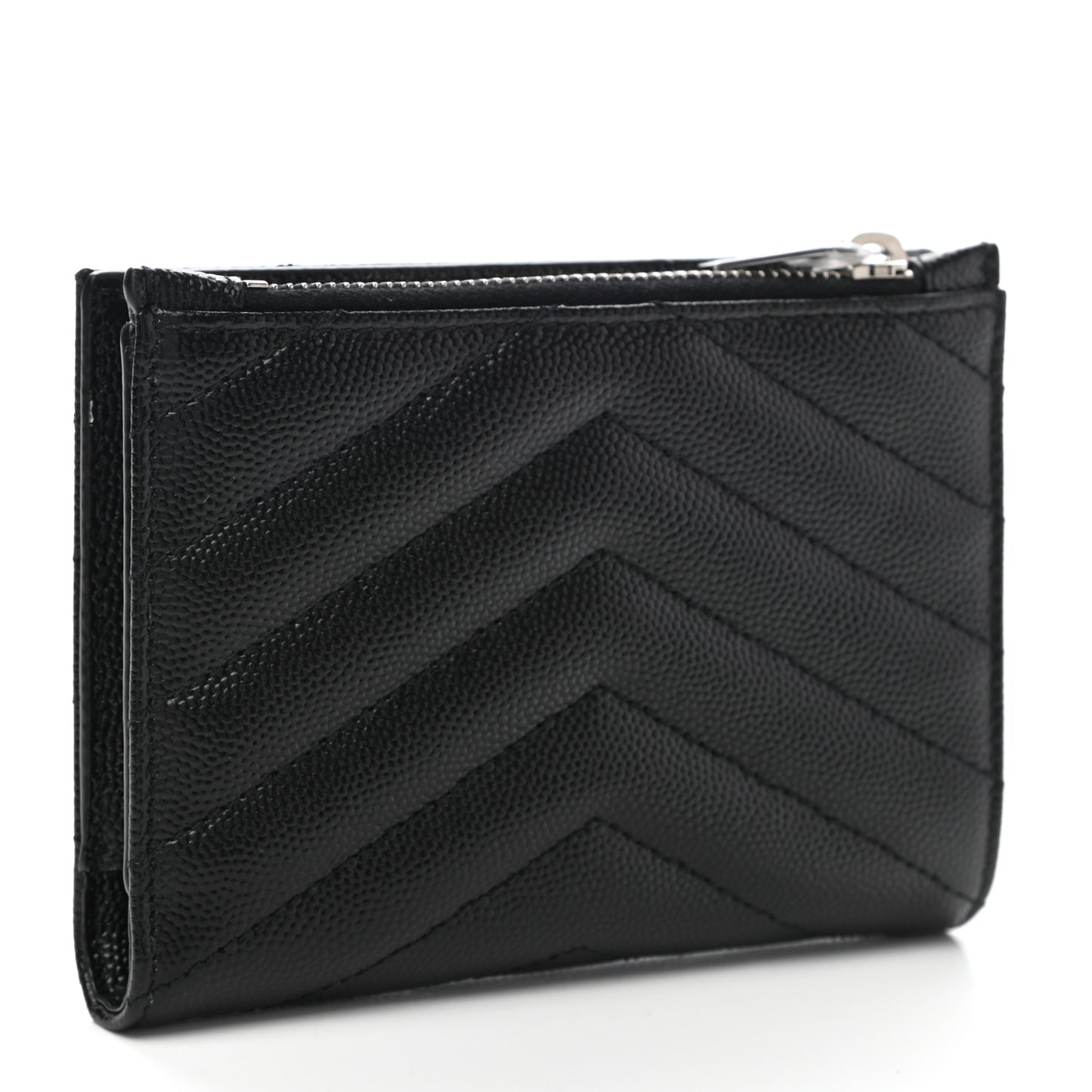 Grain De Poudre Matelasse Chevron Monogram Zipped Two-Part Wallet Black