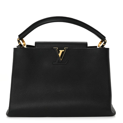 Louis Vuitton Taurillon Capucines MM Black Fuchsia 1 of 9