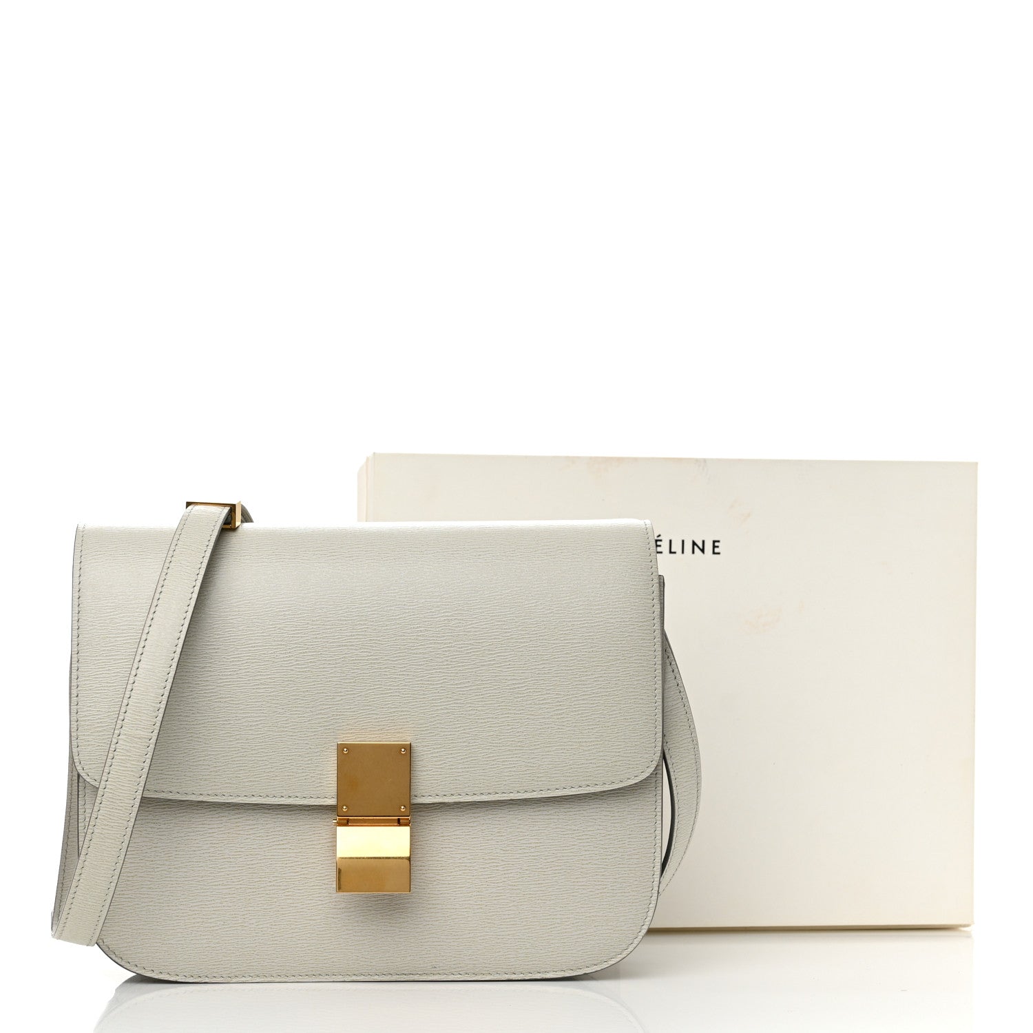 Celine Liege Calfskin Medium Classic Box Flap Bag Pale Grey 15 of 15