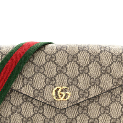 Gucci GG Supreme Monogram Textured Dollar Calfskin Web Mini Ophidia Envelope Shoulder Bag Beige Ebony 8 of 11