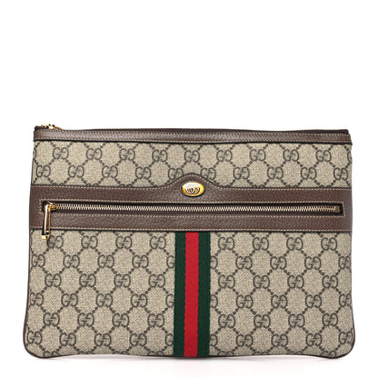 Gucci GG Supreme Monogram Large Ophidia Pouch Clutch Brown 1 of 8