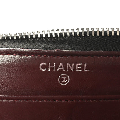 Chanel Lambskin Quilted Large Gusset Zip Around Wallet Black 7 of 9