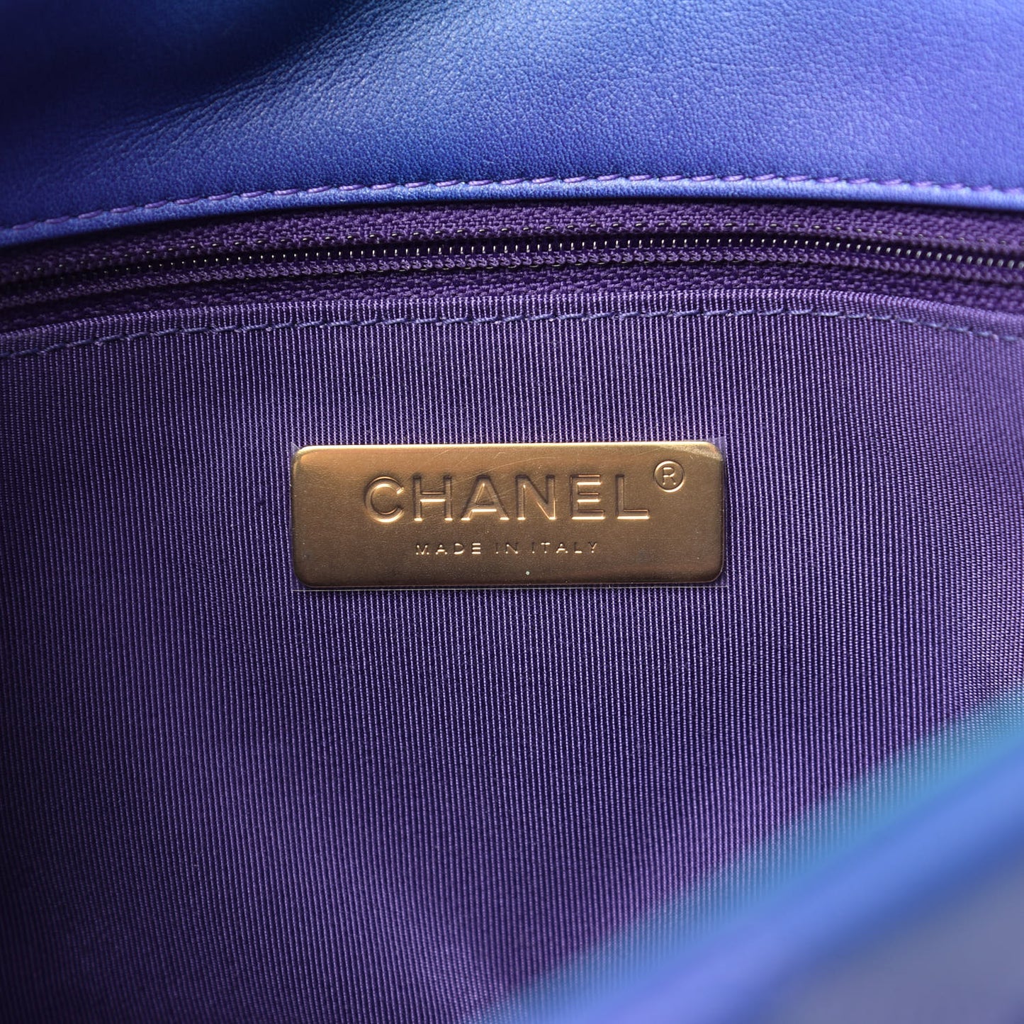 Tie Dye Calfskin Quilted Medium Chanel 19 Flap Blue Purple