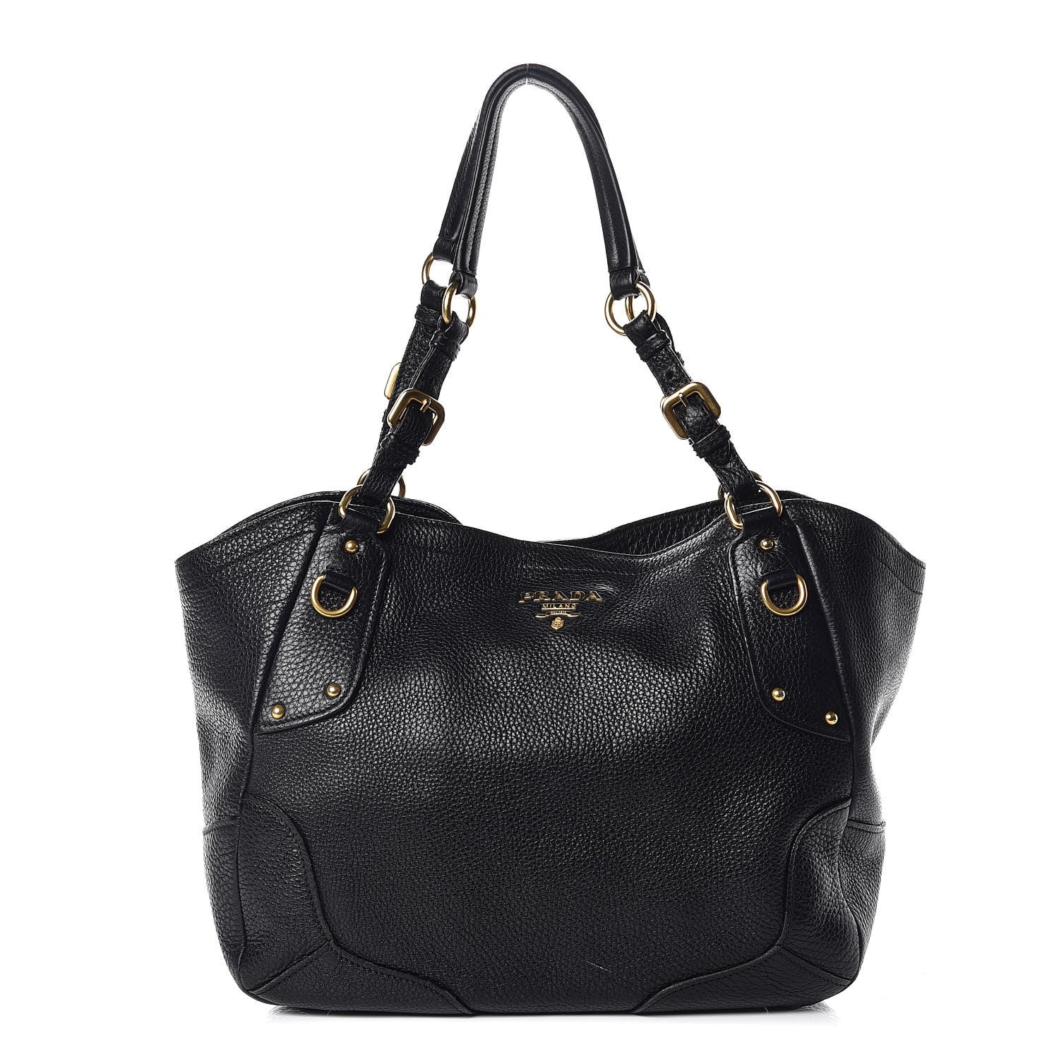Prada Vitello Daino Shoulder Bag Black 1 of 10