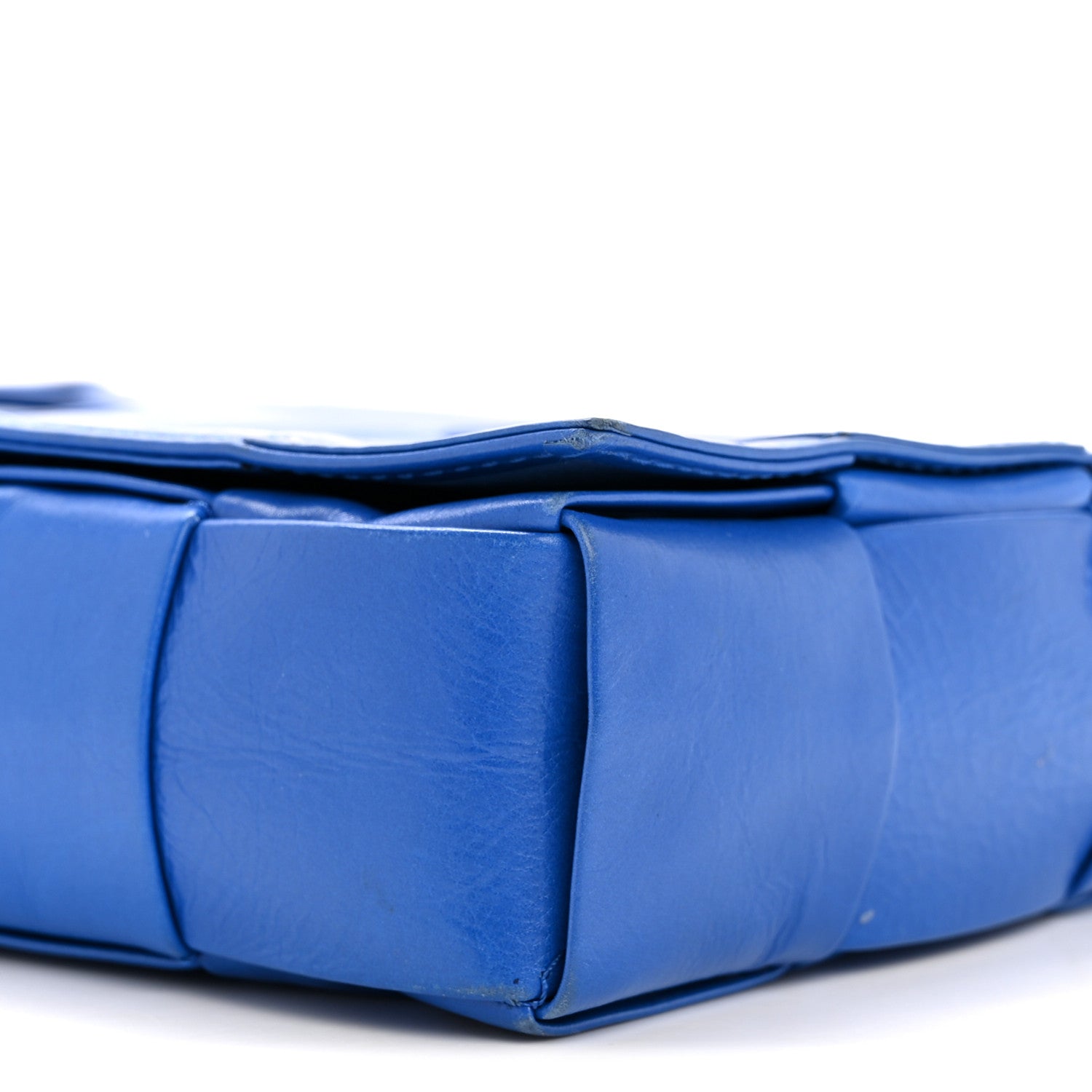 Bottega Veneta Paper Calfskin Maxi Intreccio Cassette Crossbody Bag Cobalt 10 of 15