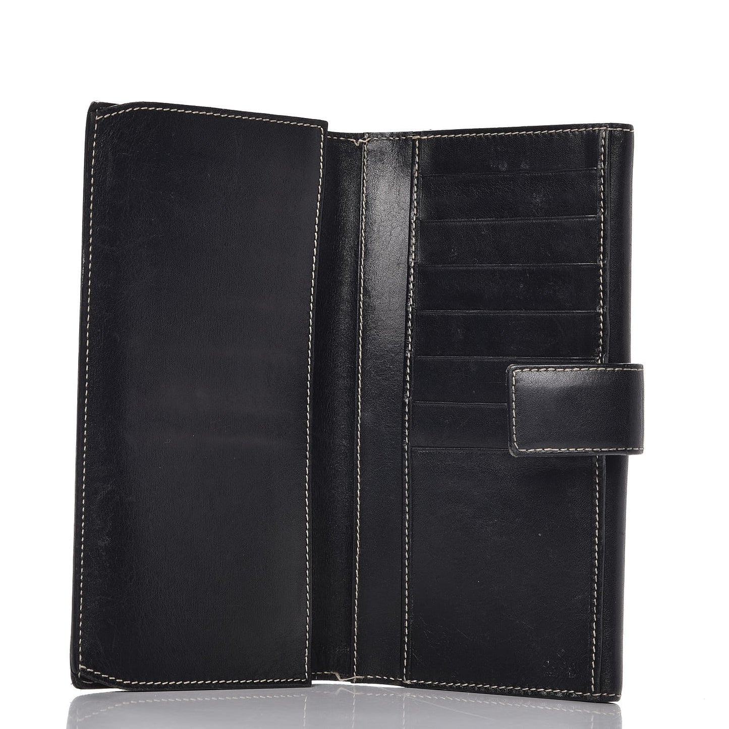 Smooth Calfskin Continental Flap Wallet Black