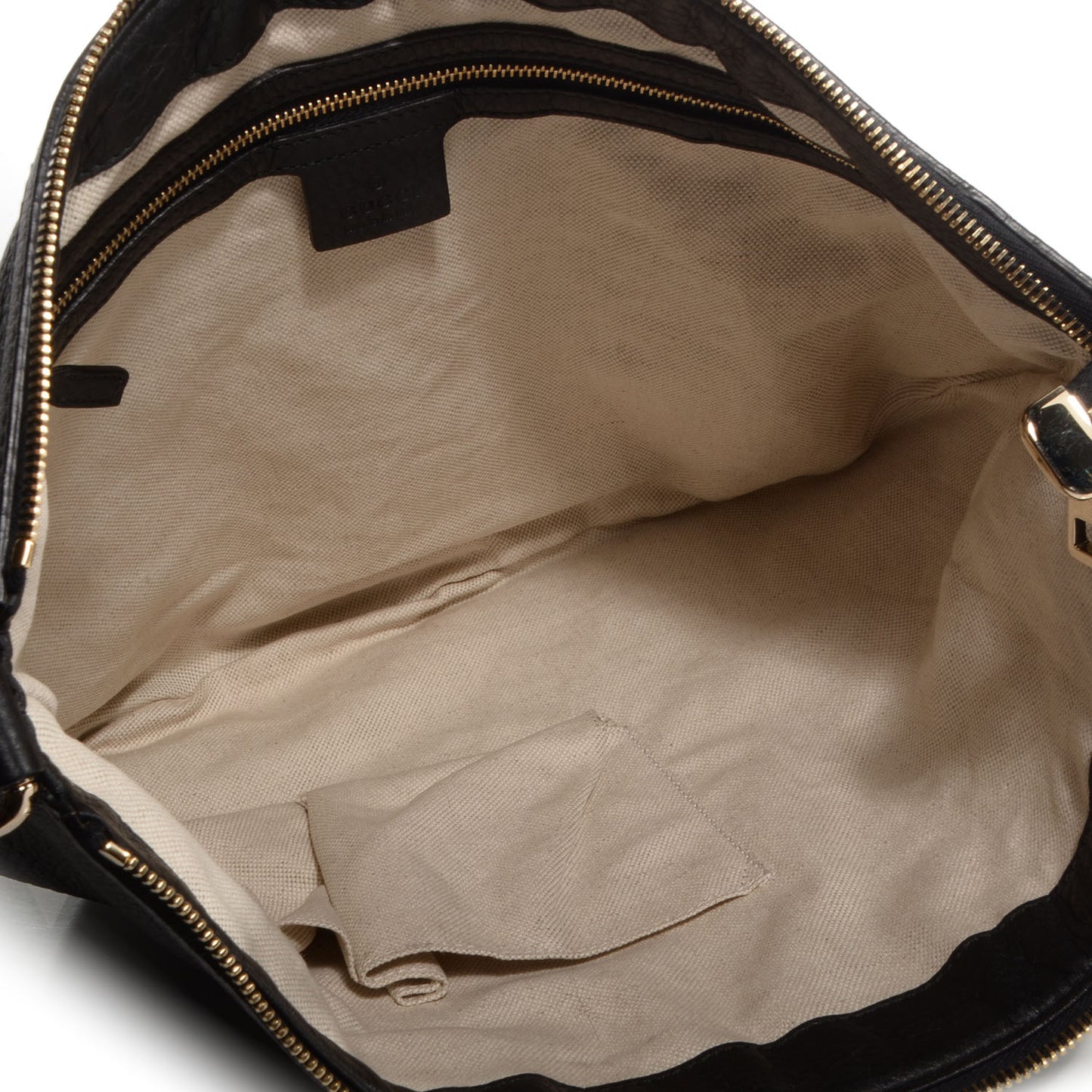Pebbled Calfskin Vintage Web Medium Half Moon Hobo Black