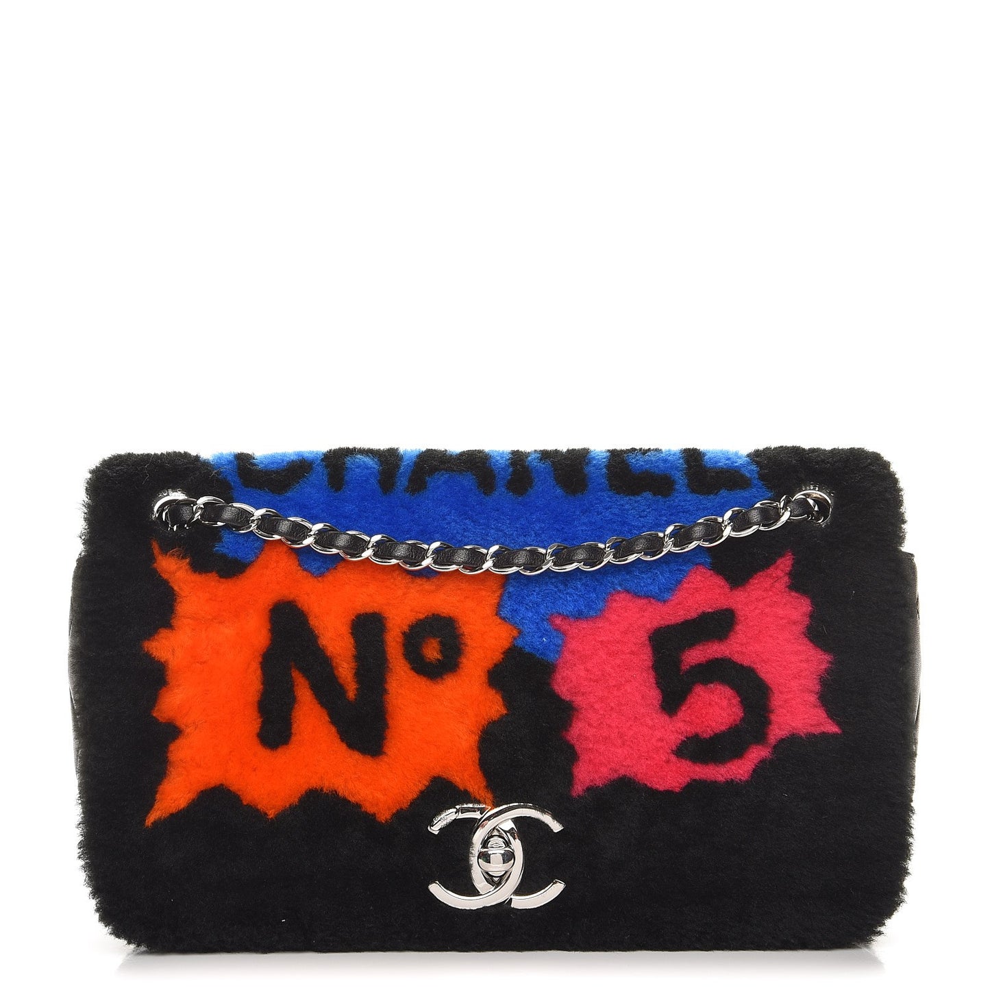 Shearling Lambskin Medium 100% Flap Black