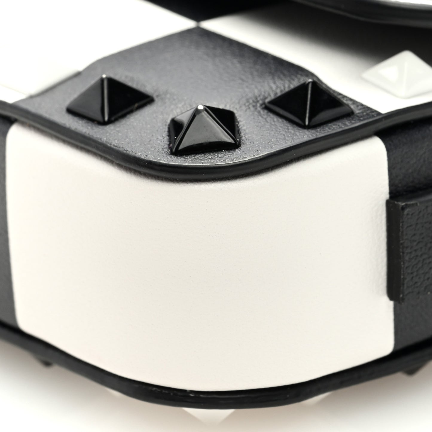 Vitello Chess Mini Rockstud Flip Lock Crossbody Bag Black White