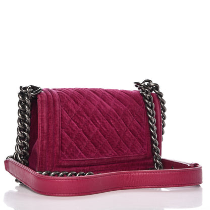 Chanel Velvet Quilted Small Boy Flap Fuchsia 3 of 11