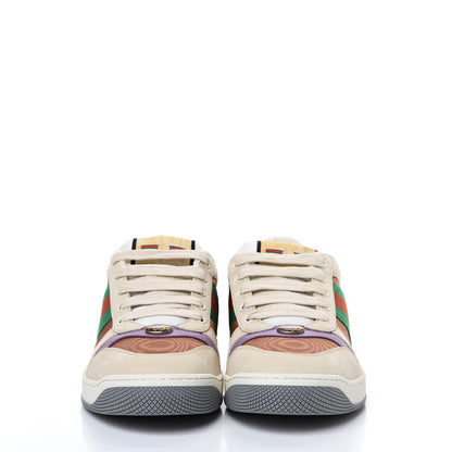 Gucci Moire Fabric Nubuck Web Womens Screener Sneakers 39 Cinnamon Dusty Milk New Lavender 2 of 8