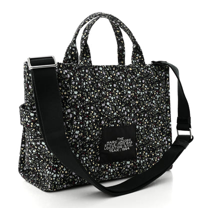 Marc Jacobs Cotton Canvas Floral Print Medium The Traveler Tote Bag Black 3 of 11
