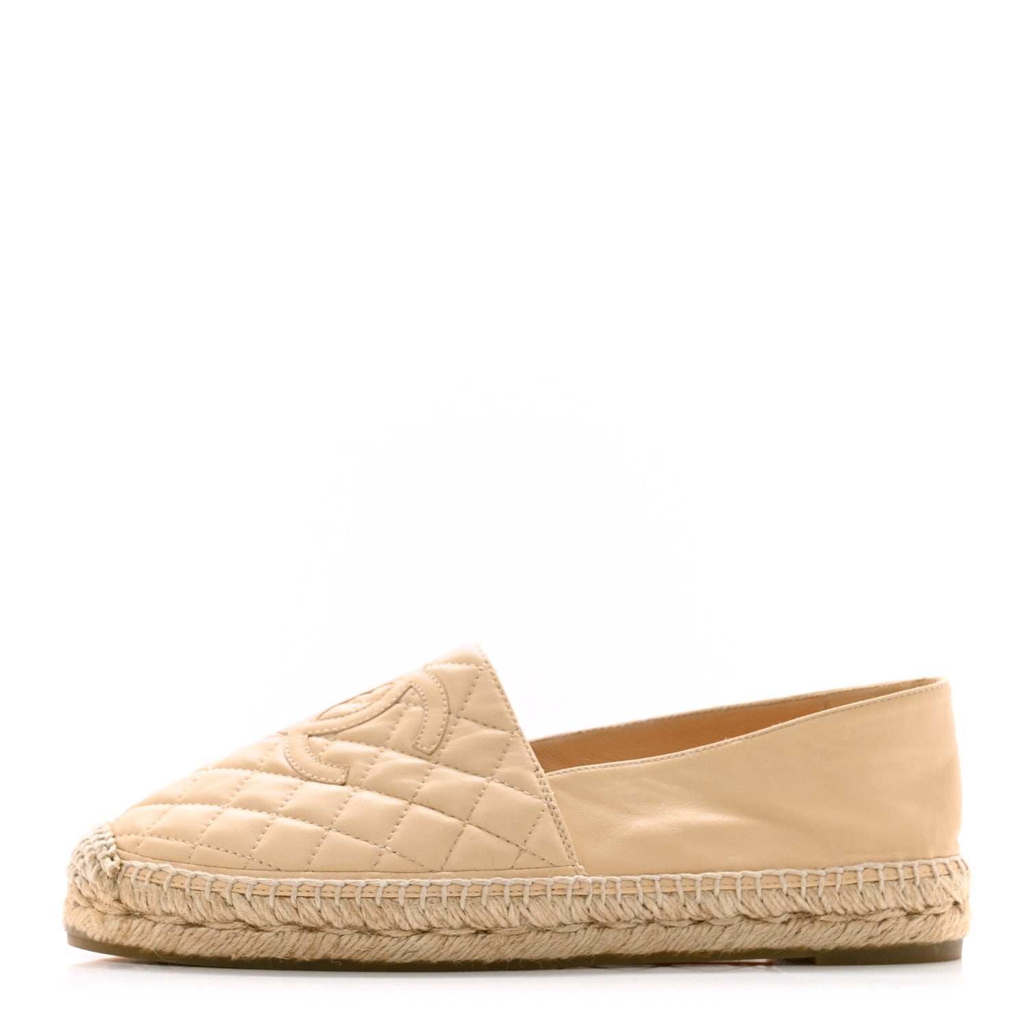 Chanel Lambskin Quilted CC Espadrilles 40 Beige 1 of 9