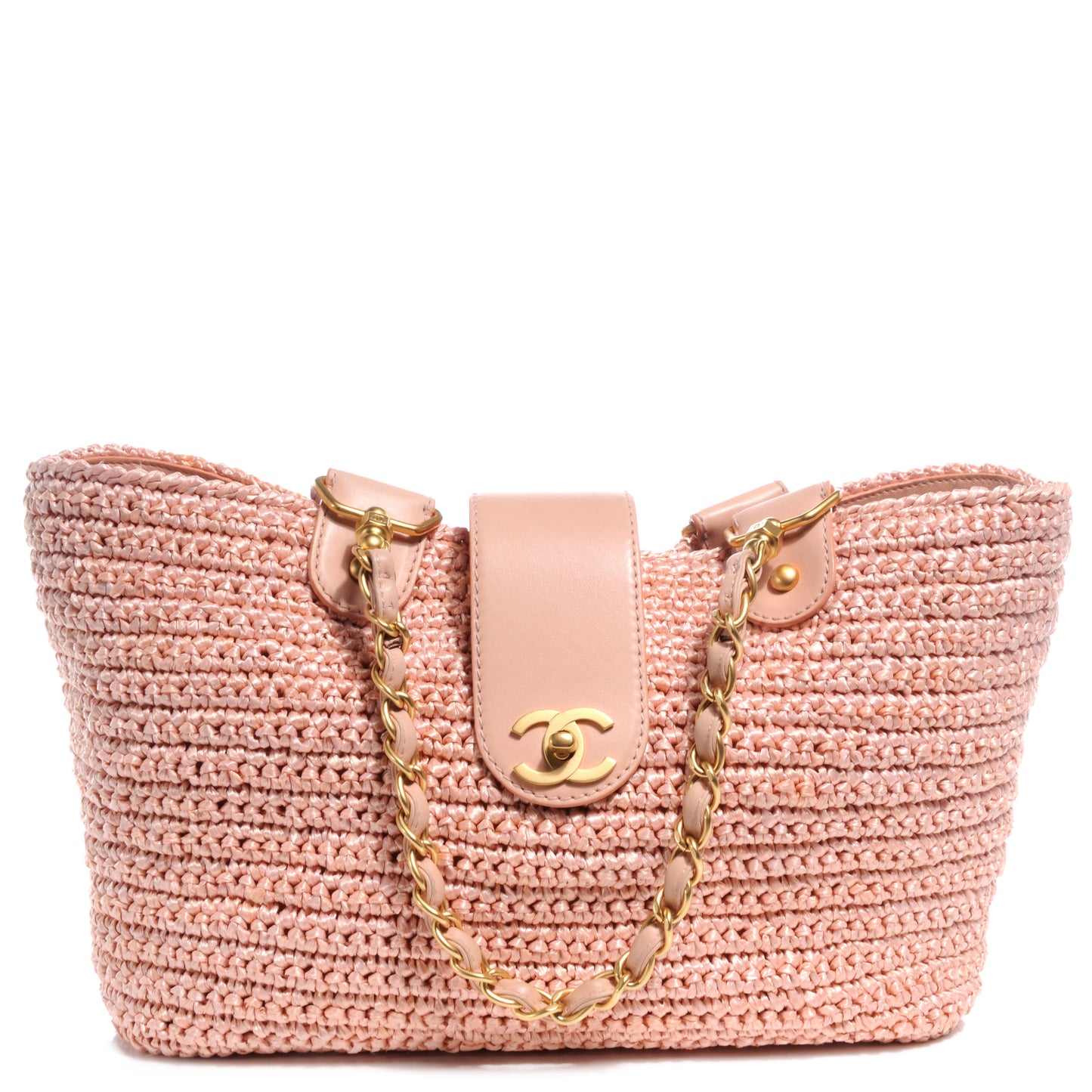 Straw Raffia Tote Pink