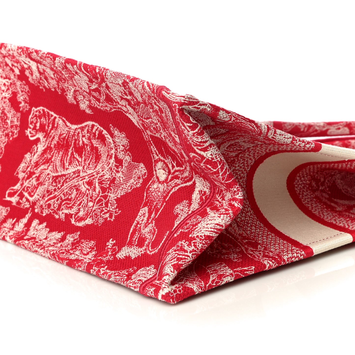 Canvas Embroidered Medium Toile De Jouy Reverse Book Tote Fuchsia