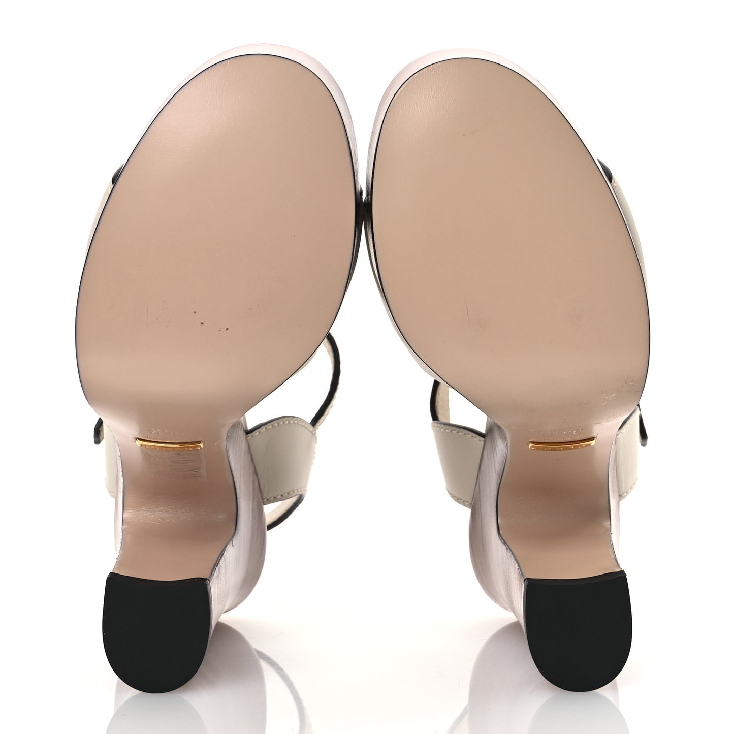Cosmos Softy Calfskin Wooden Interlocking G Cut-Out 30/120mm Platform Sandals 35.5 Mystic White