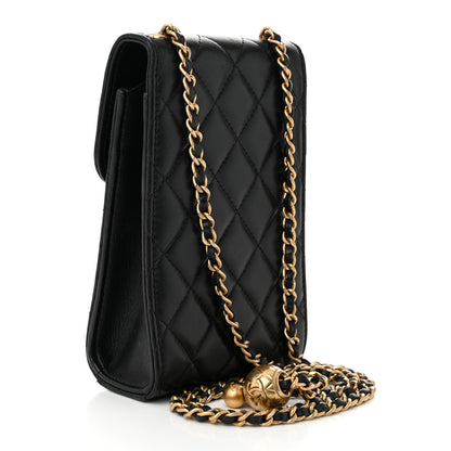 Chanel Lambskin Quilted Vertical Pearl Crush Flap With Chain Black 3 of 11