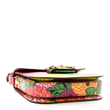 Gucci X KEN SCOTT New Shangai Calfskin Pomponica Print Horsebit 1955 Shoulder Bag  Multicolor Fuxia Pompon 4 of 10