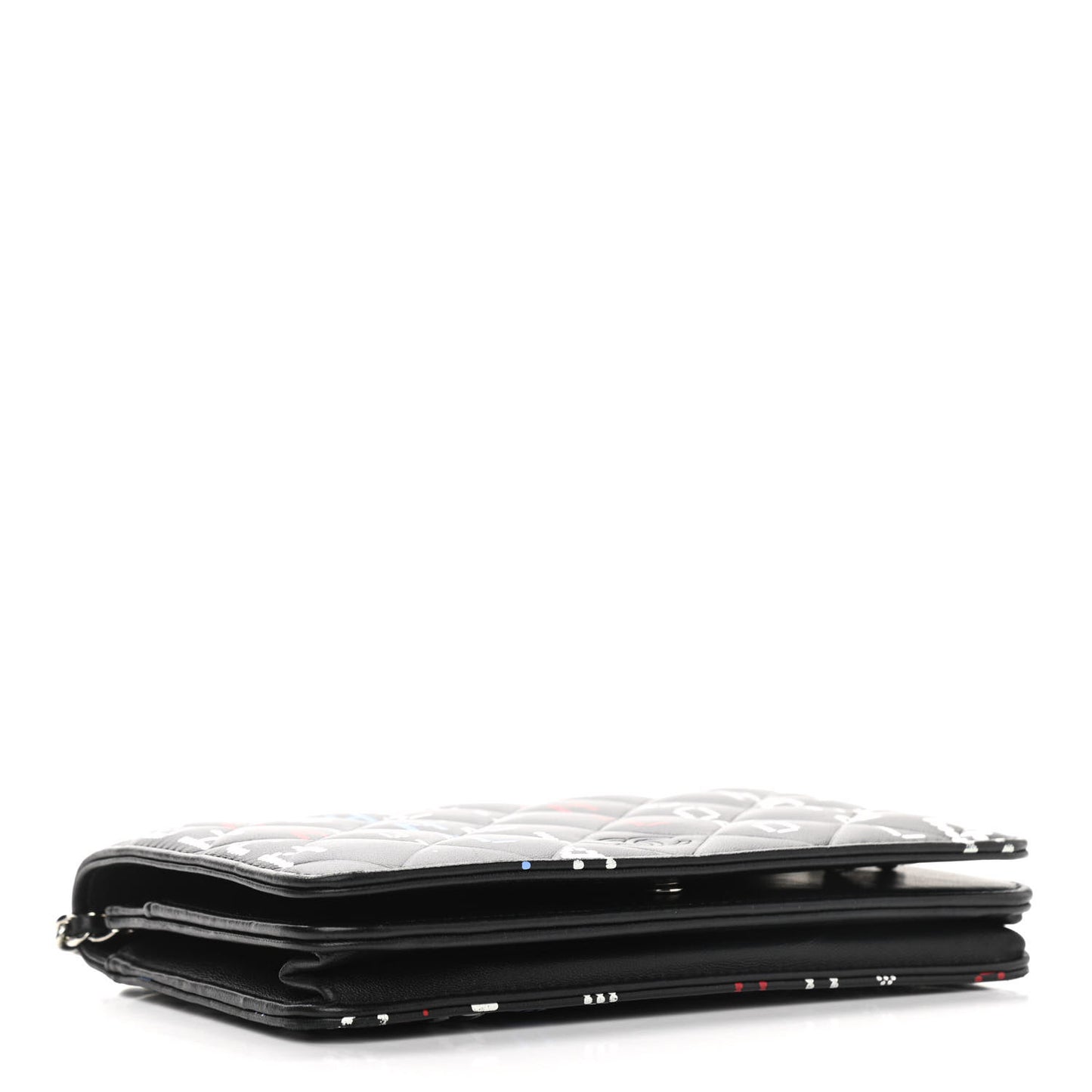 Lambskin Quilted Data Center Wallet On Chain WOC Black
