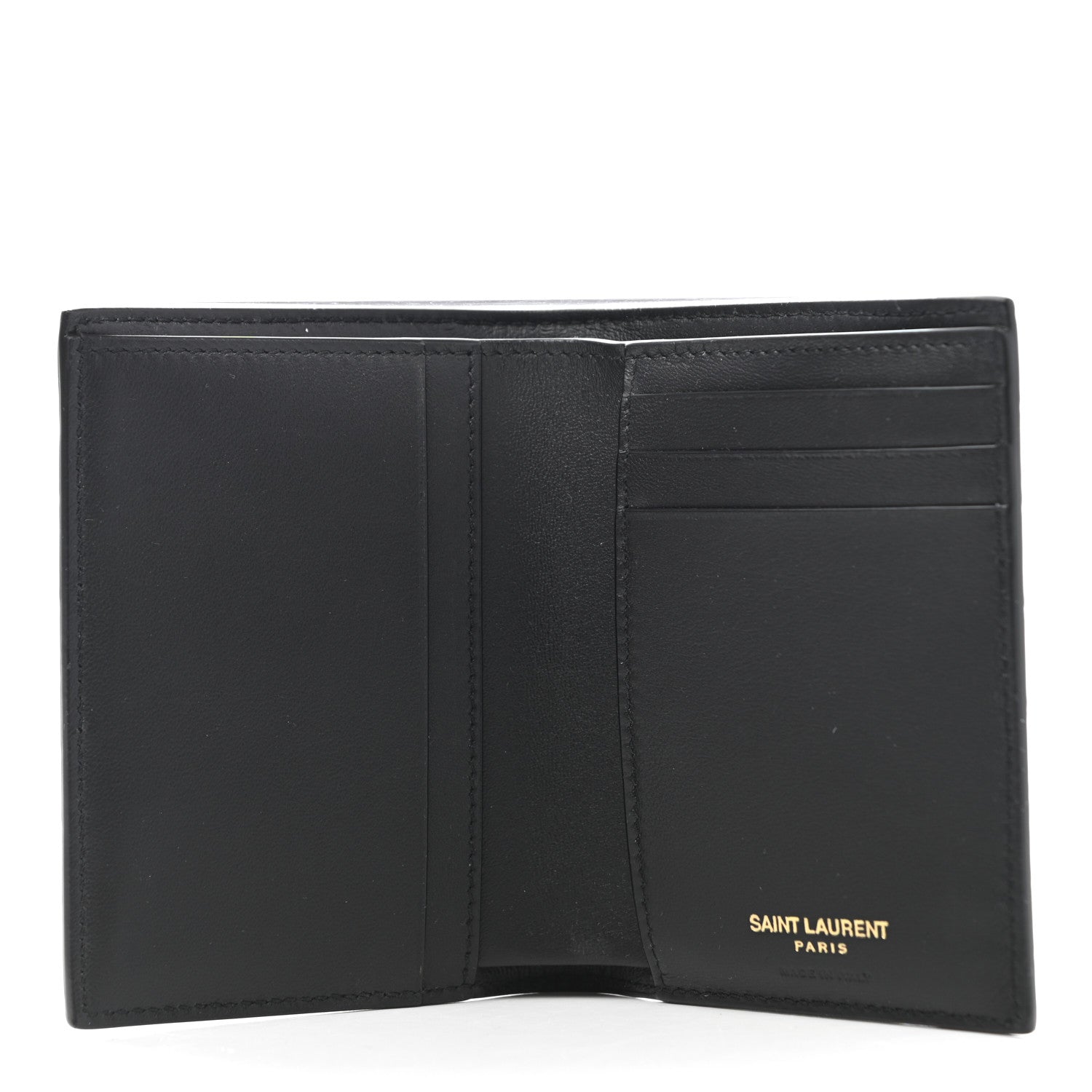 Saint Laurent Calfskin Crocodile Embossed Tiny Monogram Credit Card Wallet Black 5 of 7