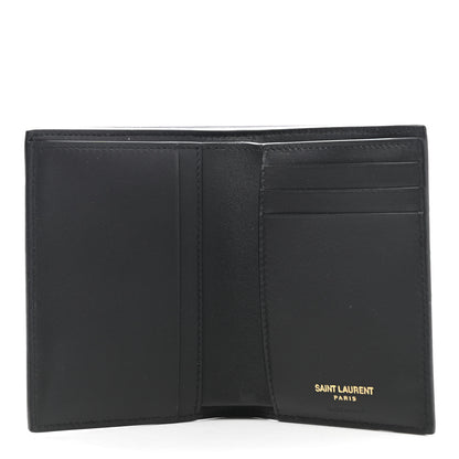 Saint Laurent Calfskin Crocodile Embossed Tiny Monogram Credit Card Wallet Black 5 of 7