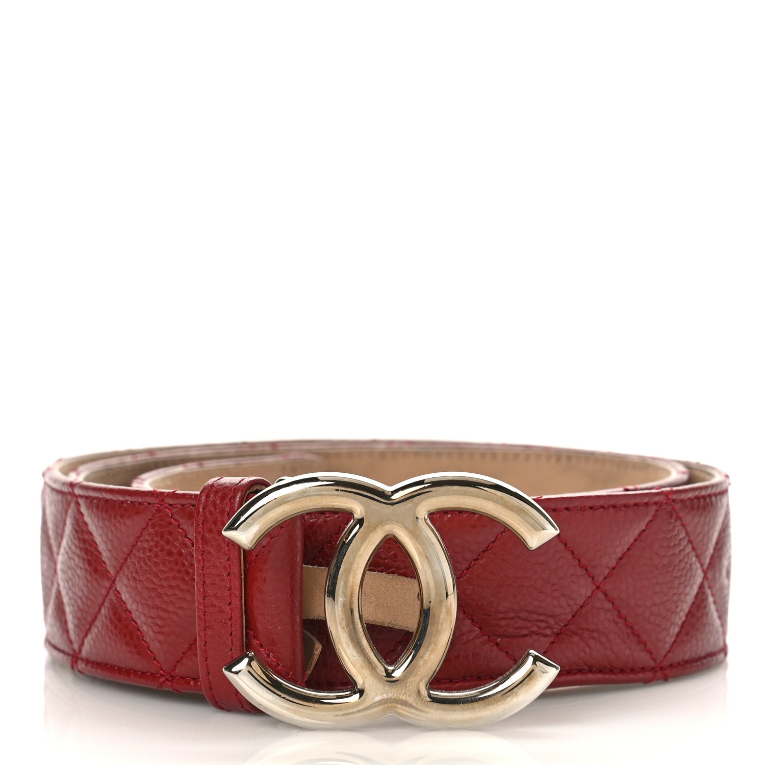 Chanel Caviar Quilted CC Belt Red 1 of 5