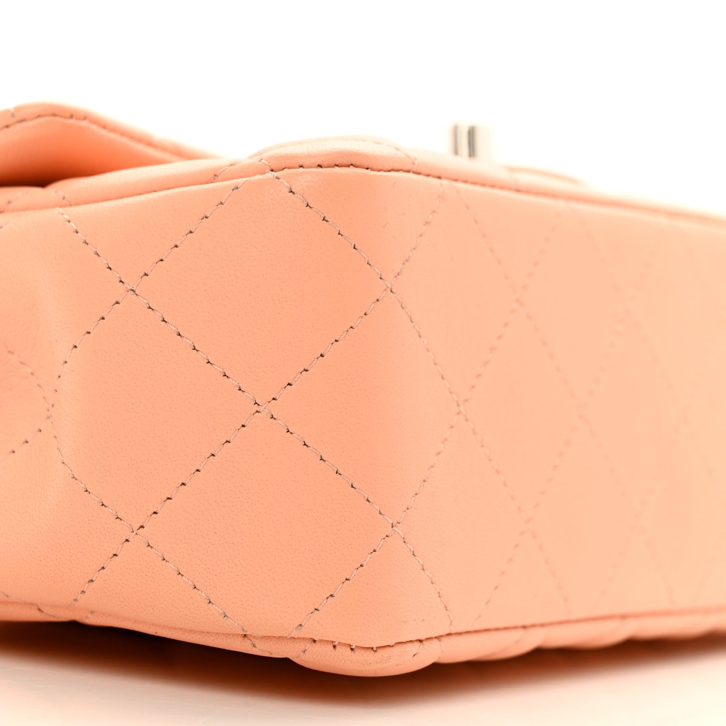 Lambskin Quilted Mini Rectangular Flap Light Pink