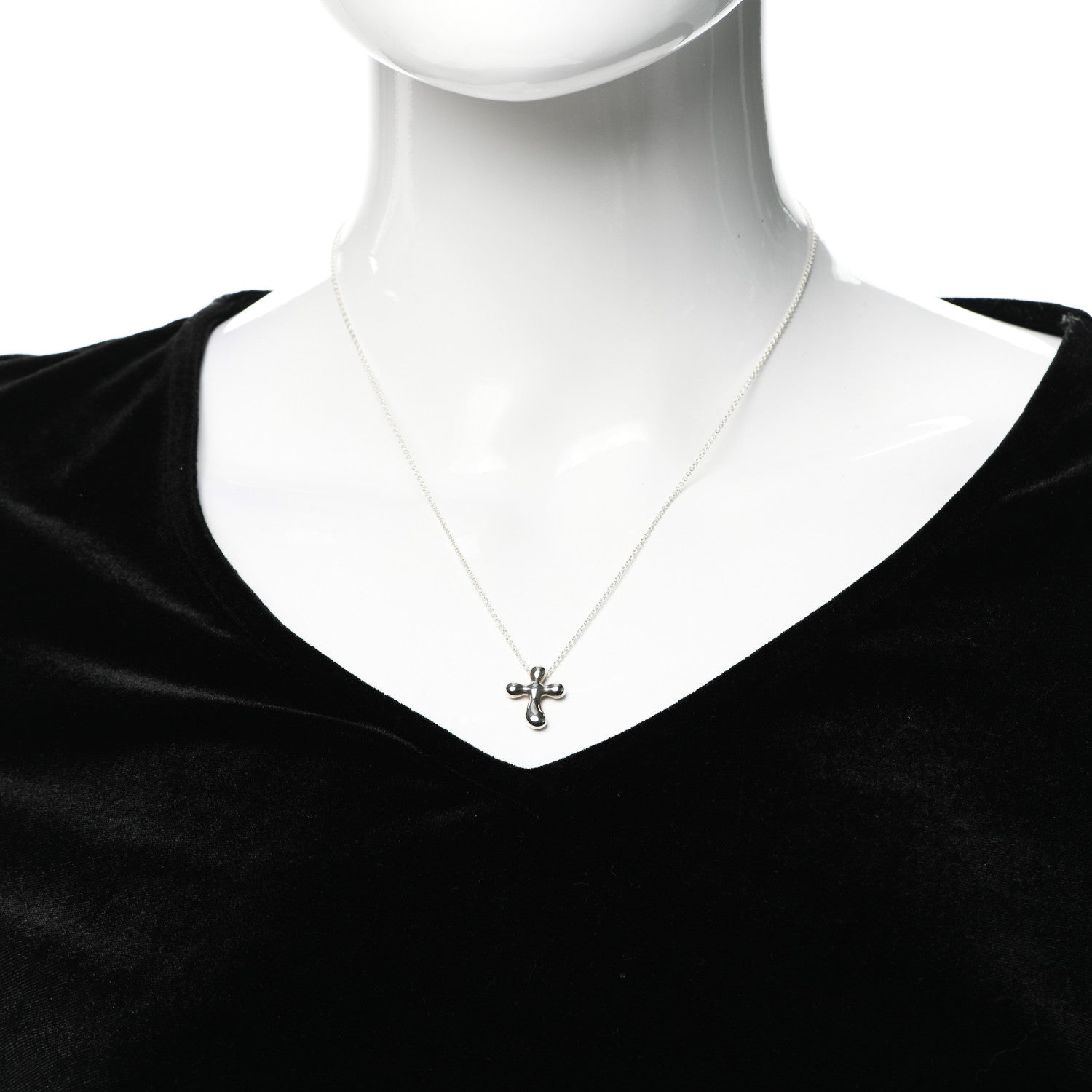Tiffany Sterling Silver 14mm Elsa Peretti Cross Pendant Necklace 2 of 4