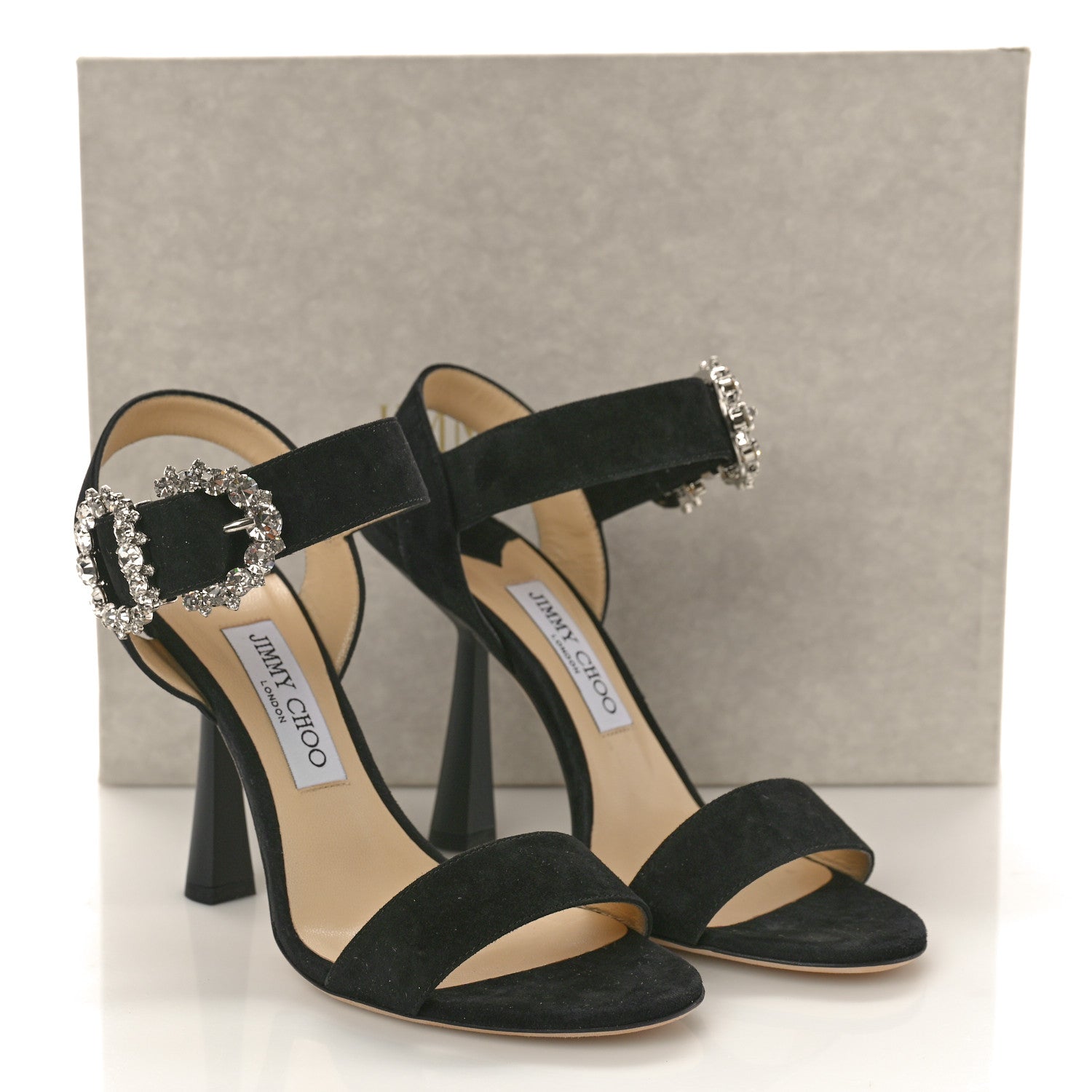 Jimmy Choo Suede Crystal Sereno 100 Sandals 39 Black 10 of 10