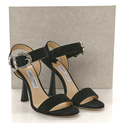 Jimmy Choo Suede Crystal Sereno 100 Sandals 39 Black 10 of 10