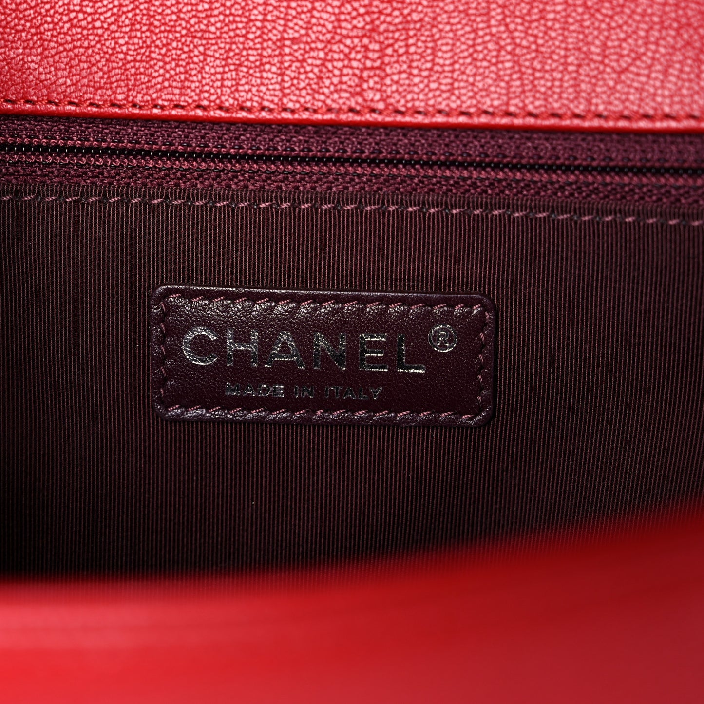 Patent Goatskin Quilted New Medium Boy Flap Red