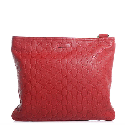 Gucci Guccissima Medium Flat Messenger Bag Red 1 of 7