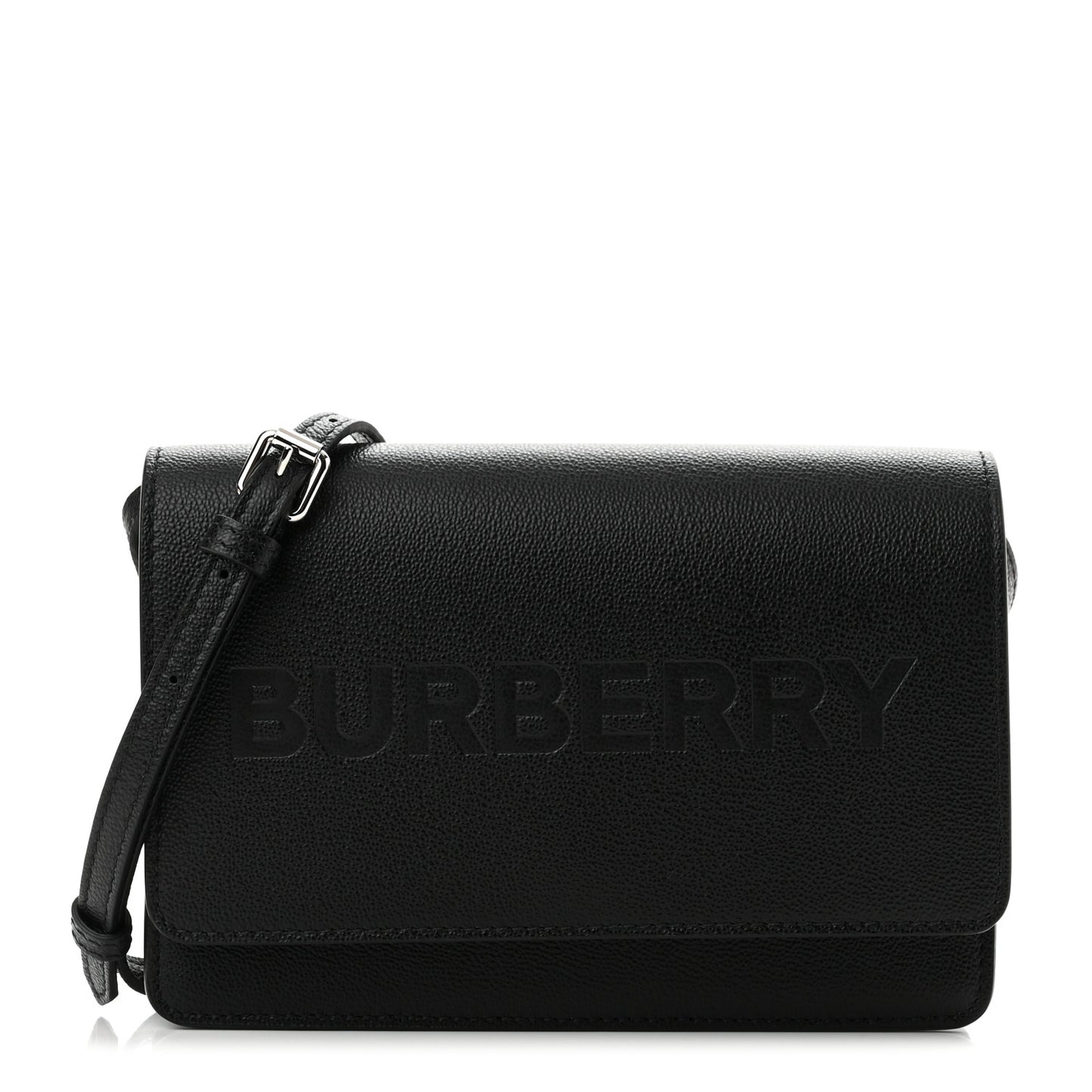 Smooth Calfskin Logo Embossed Hampshire Crossbody Black