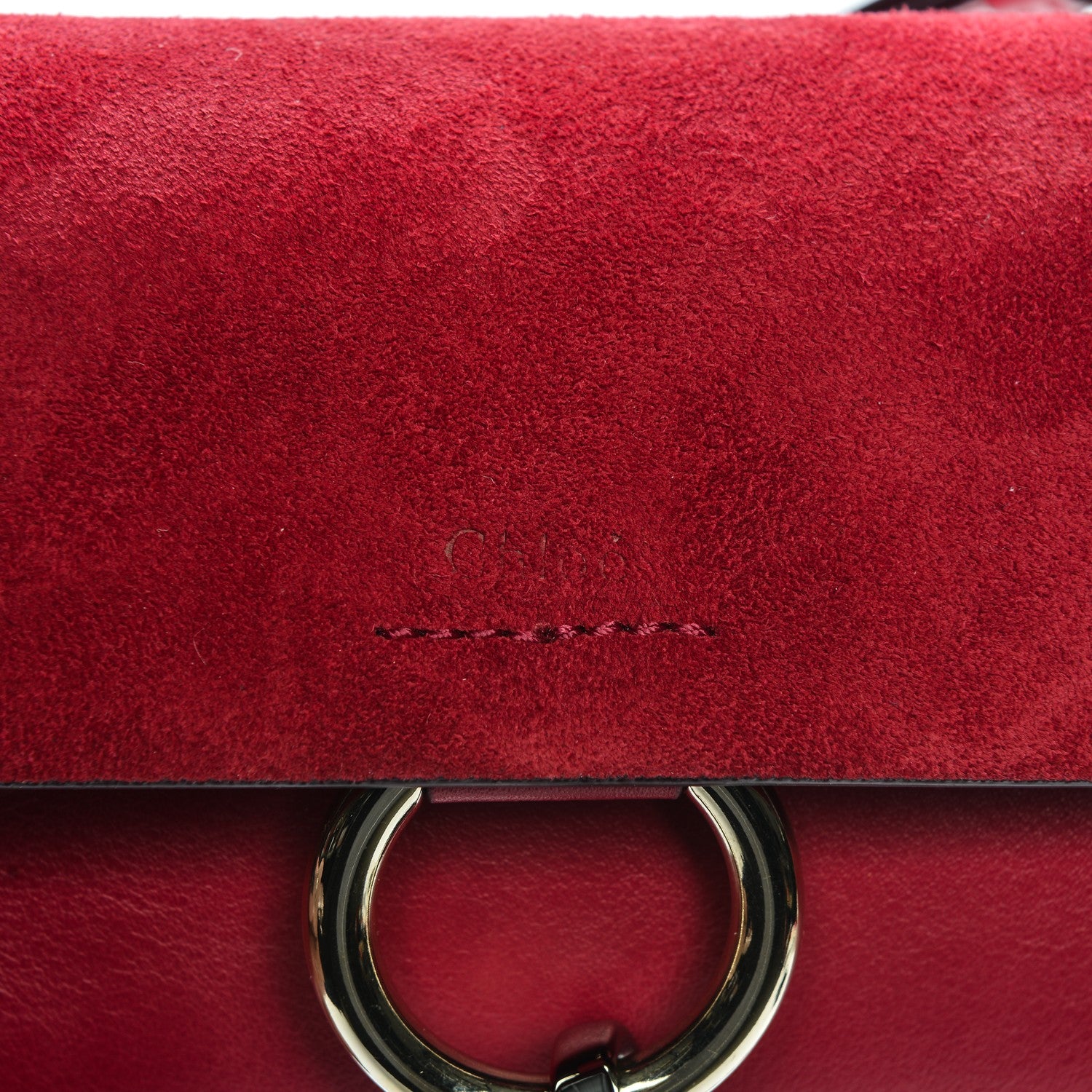 Chloe Suede Calfskin Mini Faye Shoulder Bag Tulip Red 8 of 11